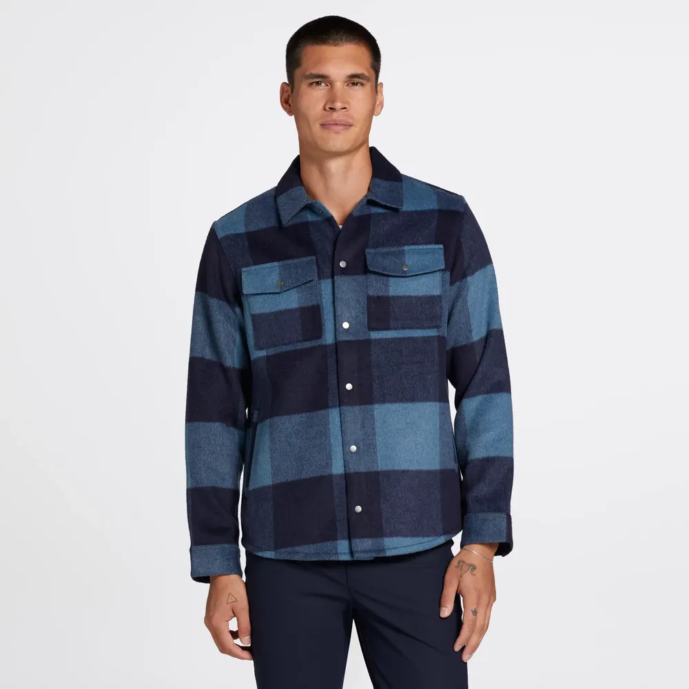 VRST Men's Wool Blend Plaid Shirt Jacket