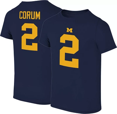 Retro Brand Youth Michigan Wolverines Blake Corum #2 Blue T-Shirt