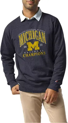 League-Legacy Adult 2023 College Football National Champions Michigan Wolverines Heritage Tri-Blend Pullover Crew