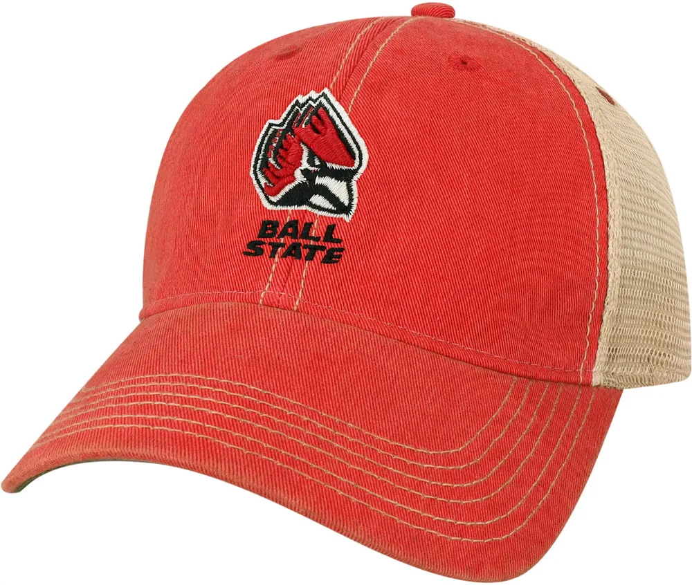 League-Legacy Adult Ball State Cardinals Scarlet Old Favorite Adjustable Trucker Hat