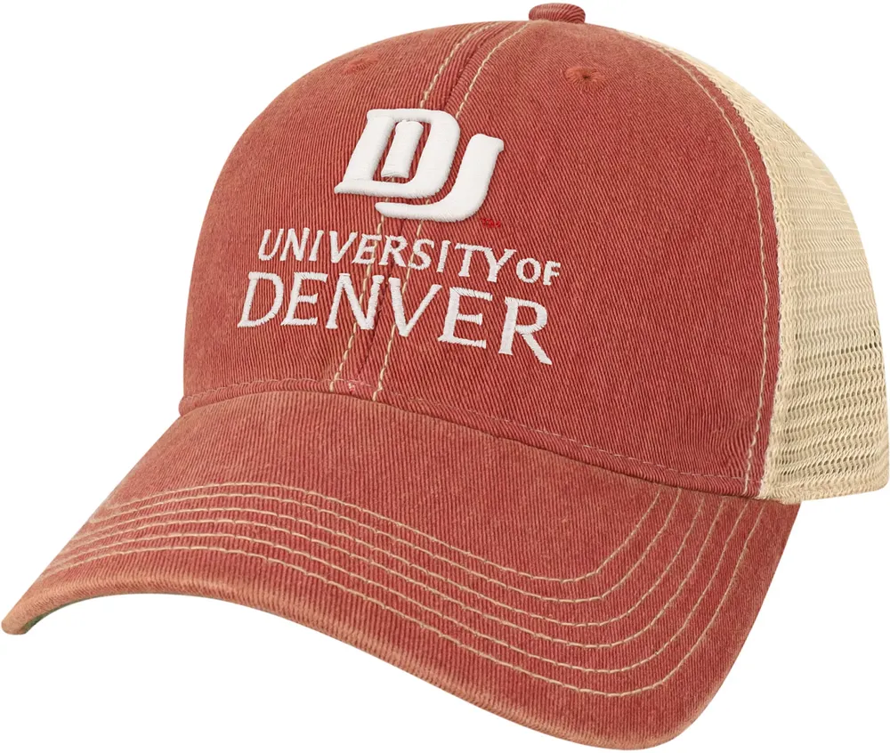 League-Legacy Adult Denver Pioneers Crimson Old Favorite Adjustable Trucker Hat