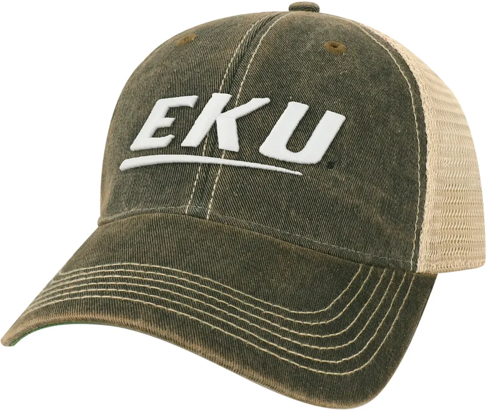 League-Legacy Adult Eastern Kentucky Colonels Black Old Favorite Adjustable Trucker Hat