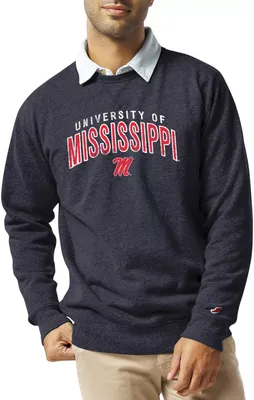 League-Legacy Men's Ole Miss Rebels Blue Heritage Crew Sweatshirt