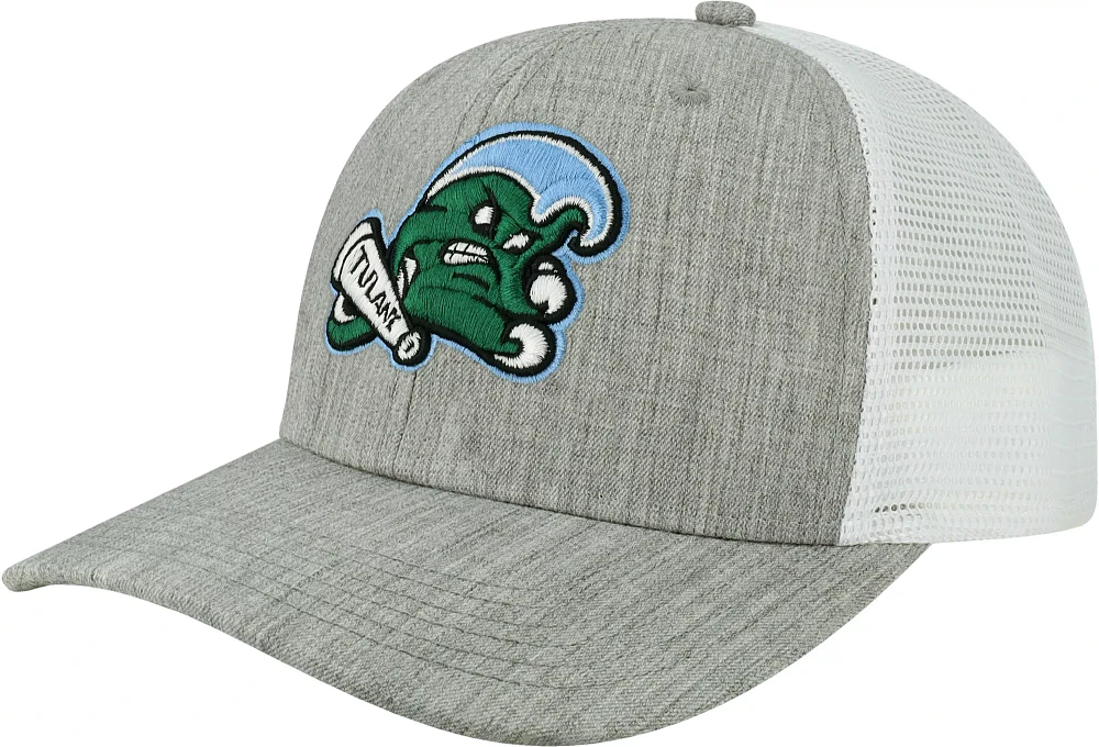 League-Legacy Men's Tulane Green Wave Grey Mid-Pro Adjustable Trucker Hat