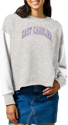 League-Legacy Women's East Carolina Pirates Grey Rev Crew Sweatshirt