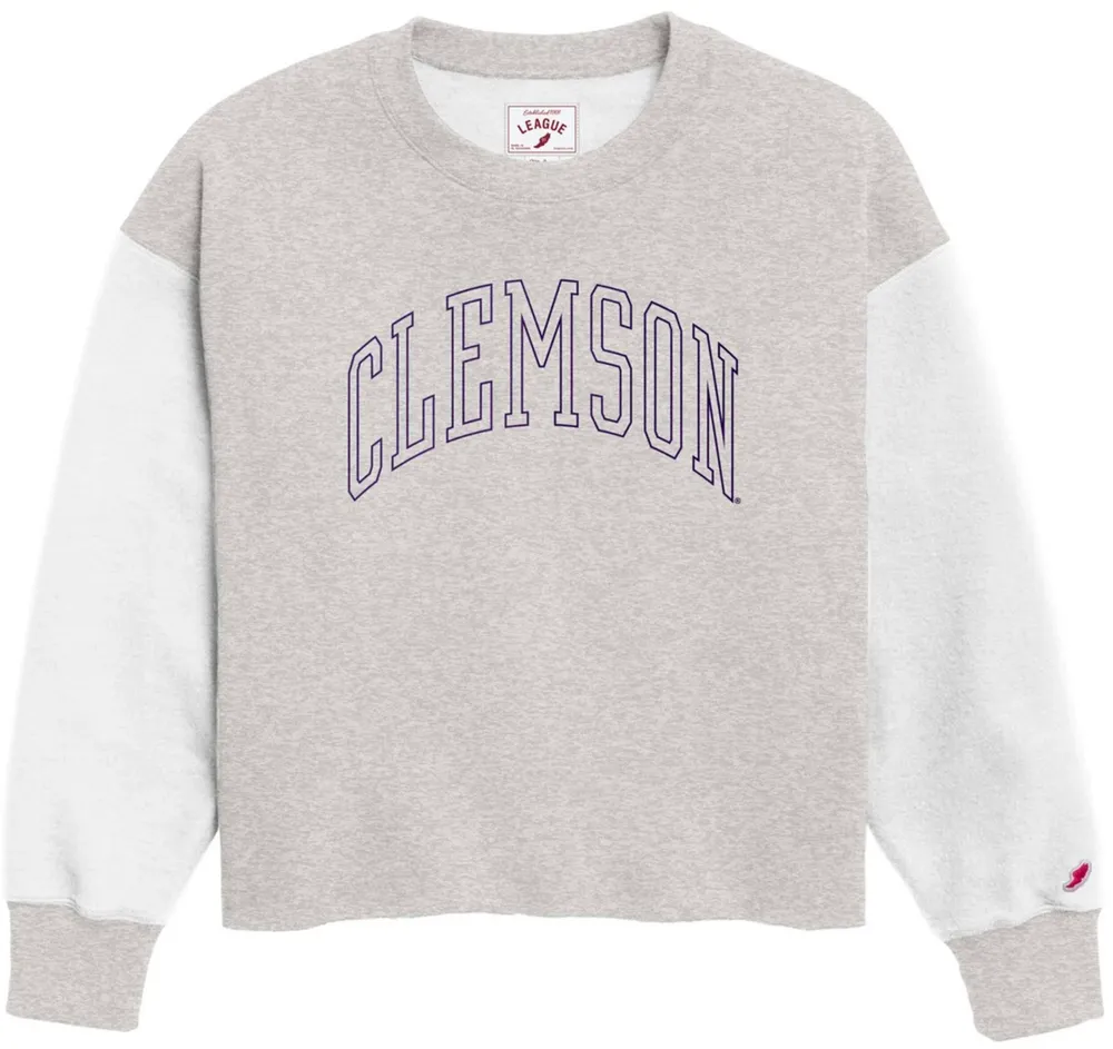 League-Legacy Women's Clemson Tigers Grey Rev Crew Sweatshirt