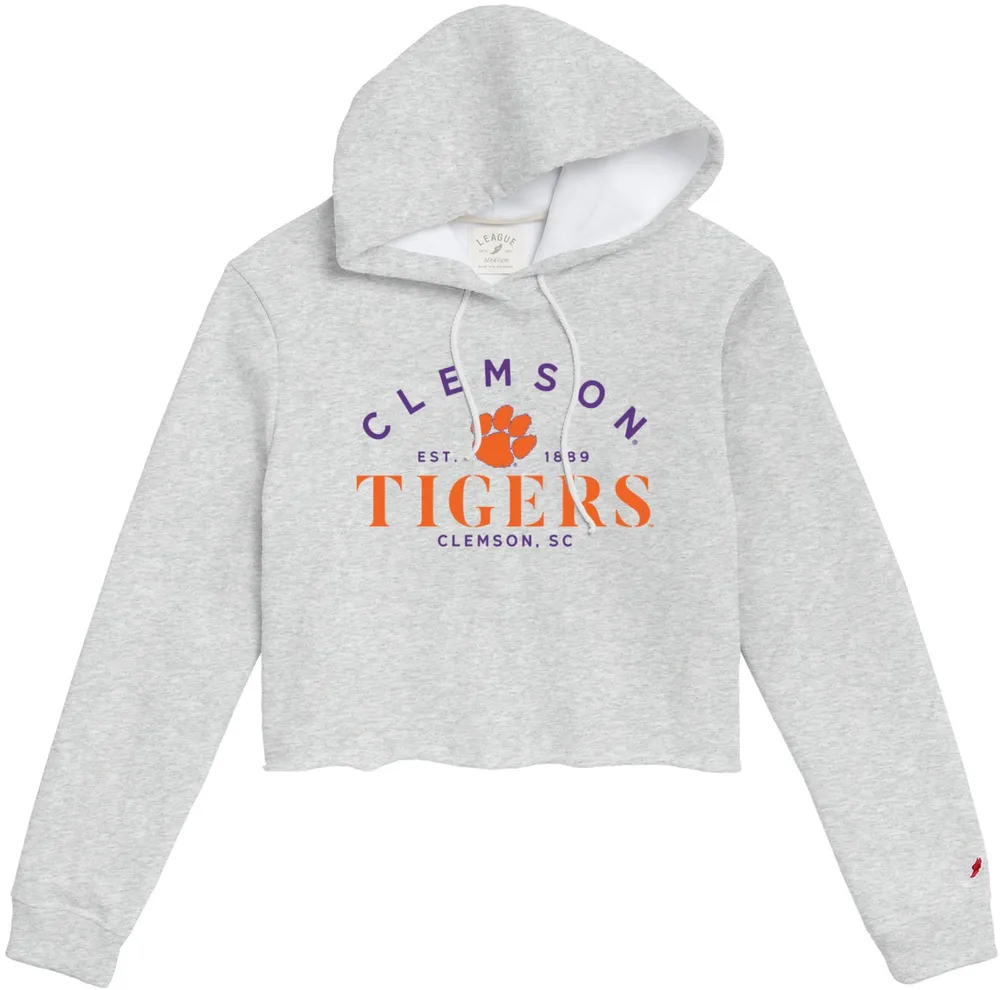 League-Legacy Women's Clemson Tigers Grey Cropped Hoodie