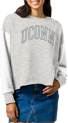 League-Legacy Women's UConn Huskies Grey Rev Crew Sweatshirt