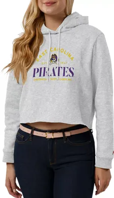 League-Legacy Women's East Carolina Pirates Grey Cropped Hoodie