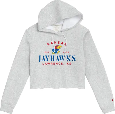 League-Legacy Women's Kansas Jayhawks Grey Cropped Hoodie