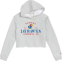 League-Legacy Women's Kansas Jayhawks Grey Cropped Hoodie