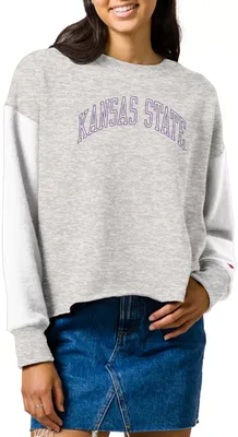 League-Legacy Women's Kansas State Wildcats Grey Rev Crew Sweatshirt