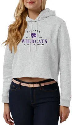 League-Legacy Women's Kansas State Wildcats Grey Cropped Hoodie