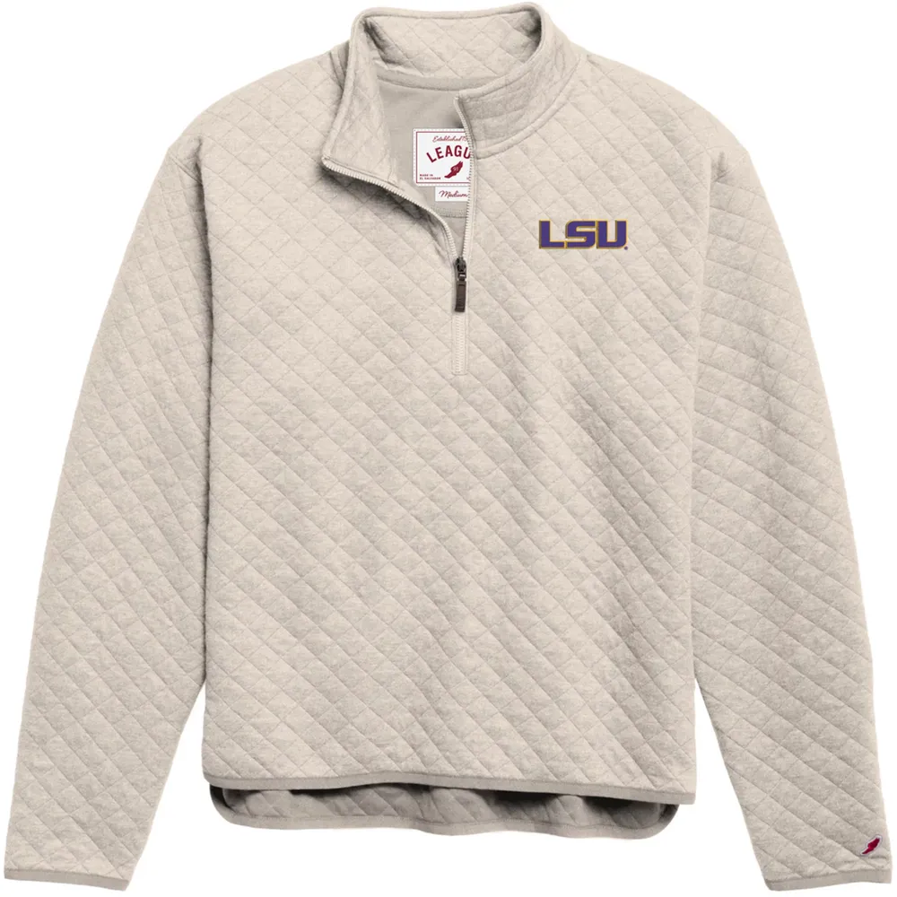 League-Legacy Women's LSU Tigers Oatmeal Highland Quilted Quarter-Zip