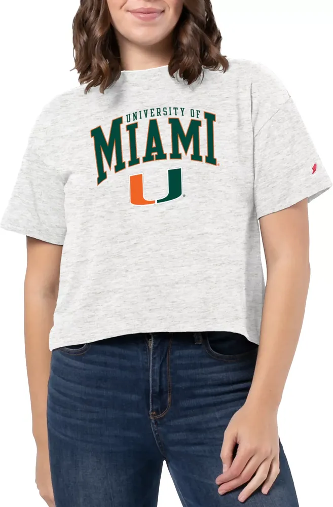 League-Legacy Women's Miami Hurricanes White Intramural Midi T-Shirt