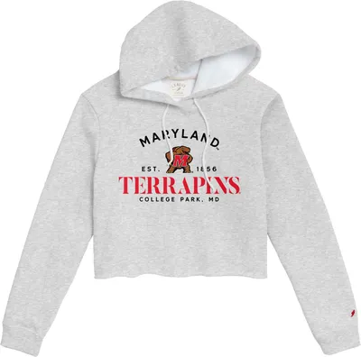 League-Legacy Women's Maryland Terrapins Grey Cropped Hoodie