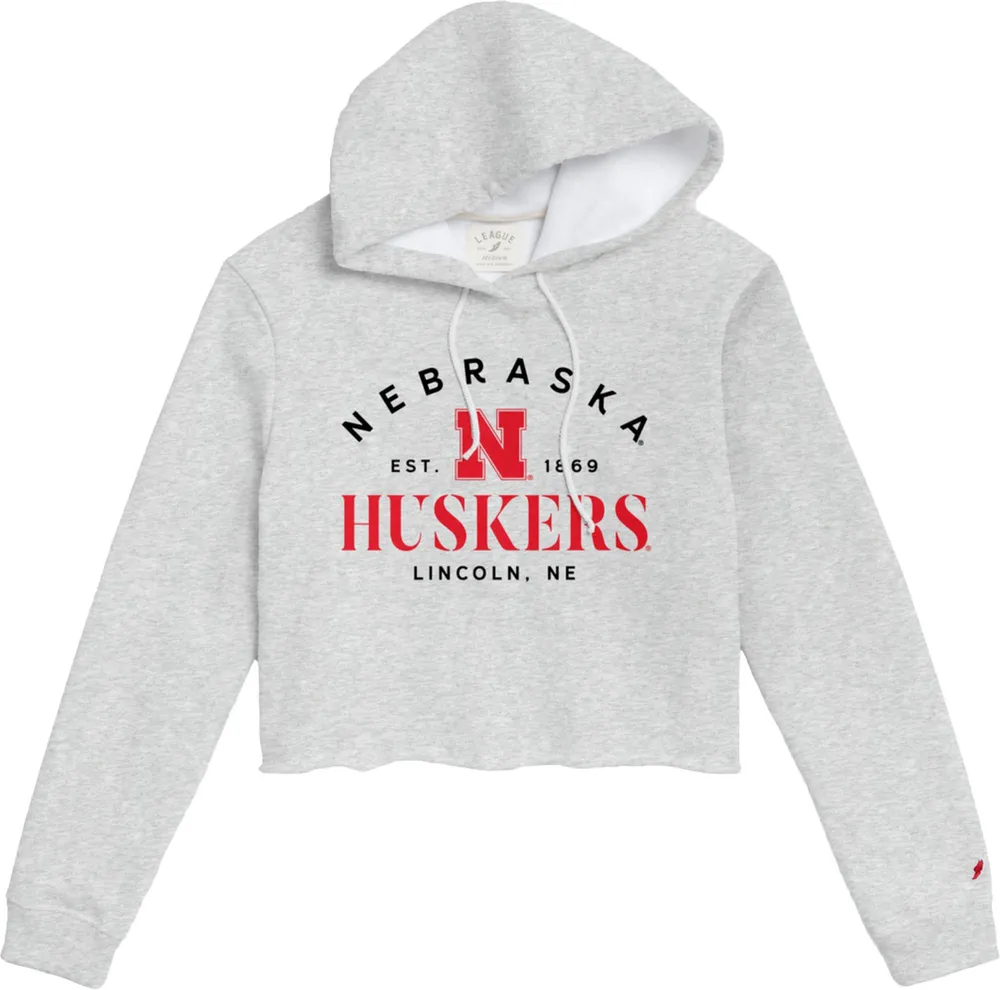 League-Legacy Women's Nebraska Cornhuskers Grey Cropped Hoodie