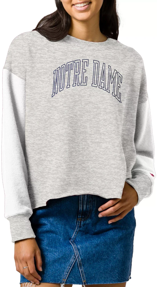 League-Legacy Women's Notre Dame Fighting Irish Grey Rev Crew Sweatshirt