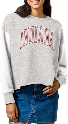 League-Legacy Women's Indiana Hoosiers Grey Rev Crew Sweatshirt