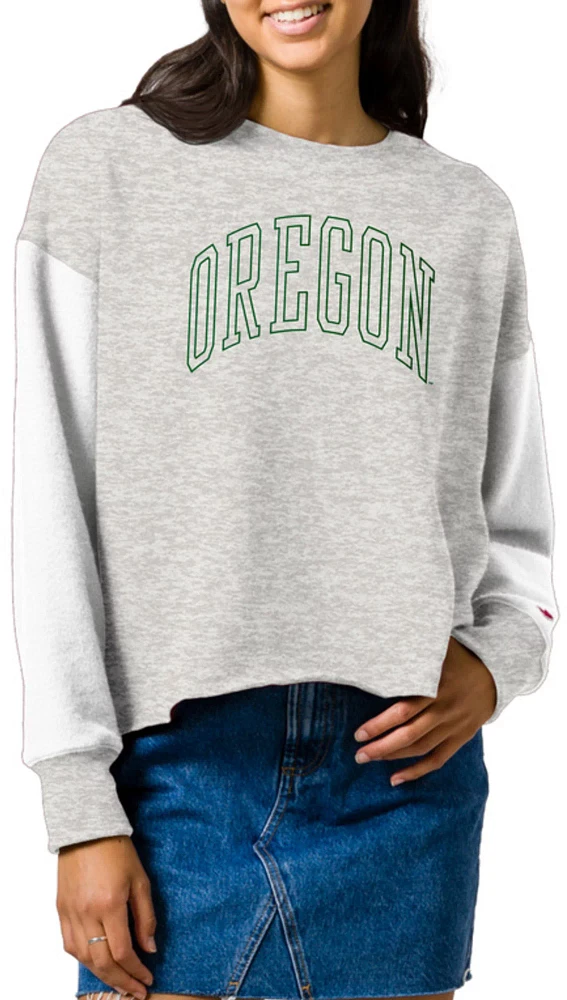 League-Legacy Women's Oregon Ducks Grey Rev Crew Sweatshirt