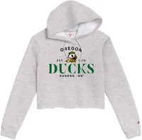 League-Legacy Women's Oregon Ducks Grey Cropped Hoodie