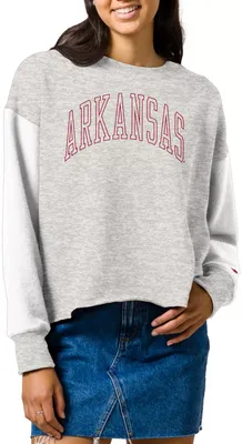 League-Legacy Women's Arkansas Razorbacks Grey Rev Crew Sweatshirt