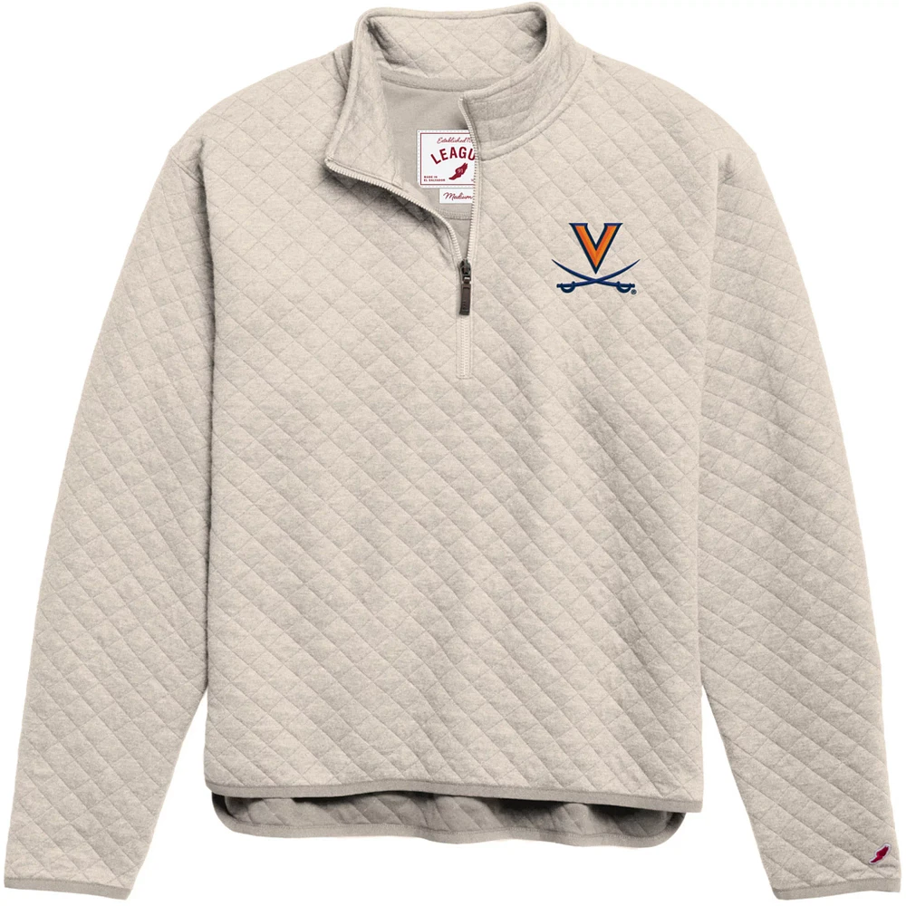 League-Legacy Women's Virginia Cavaliers Oatmeal Highland Quilted Quarter-Zip