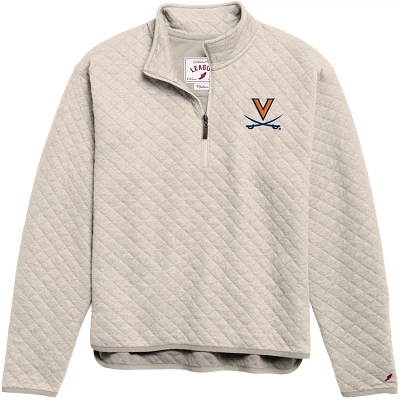 League-Legacy Women's Virginia Cavaliers Oatmeal Highland Quilted Quarter-Zip