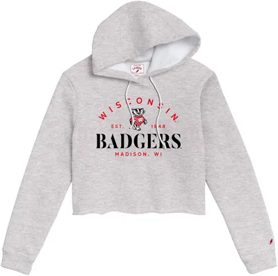 League-Legacy Women's Wisconsin Badgers Grey Cropped Hoodie