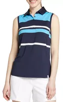 Walter Hagen Women's Stripe Sleeveless Golf Polo