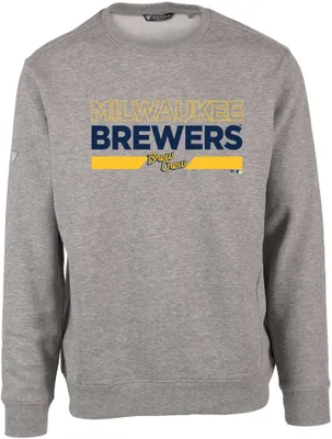 Levelwear Men's Milwaukee Brewers 2023 City Connect Gray Zane No Hitter Crew Neck Sweatshirt