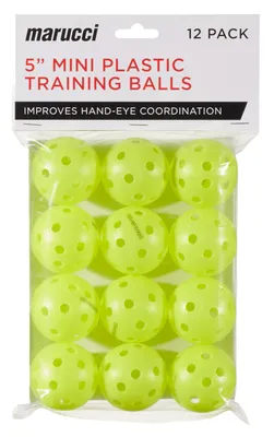 Marucci 5" Mini Yellow Plastic Training Baseballs - 12 Pack