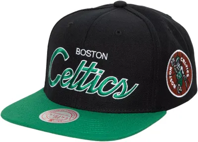 Mitchell and Ness Adult Boston Celtics Script 2Tone Adjustable Snapback Hat