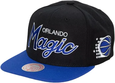 Mitchell and Ness Adult Orlando Magic Script 2Tone Adjustable Snapback Hat