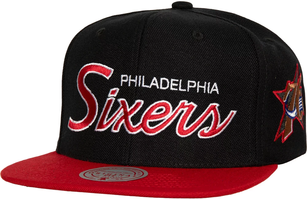 Mitchell and Ness Adult Philadelphia 76ers Script 2Tone Adjustable Snapback Hat