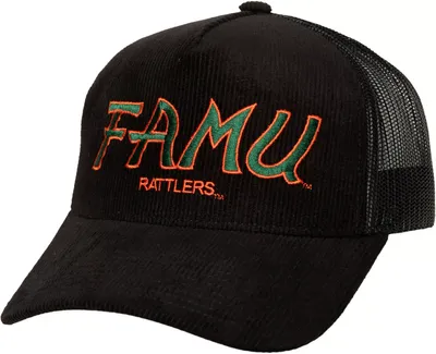 Mitchell & Ness Adult Florida A&M Rattlers Black Corduroy Trucker Hat