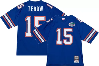 Mitchell & Ness Men's Florida Gators #15 Blue Big and Tall Tim Tebow Replica Throwback Football Jersey