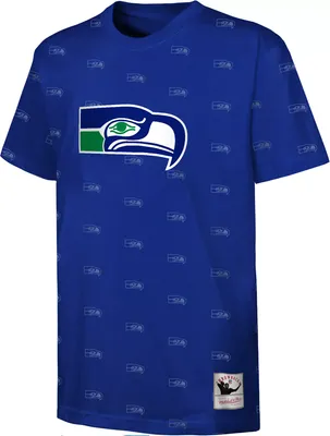 Mitchell & Ness Youth Seattle Seahawks All-Over Print Blue T-Shirt