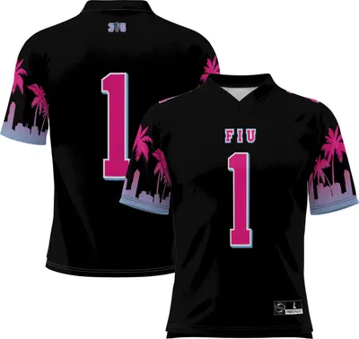 Prosphere Men's FIU Golden Panthers #1 Black Vice Full-Sublimated Football Jersey