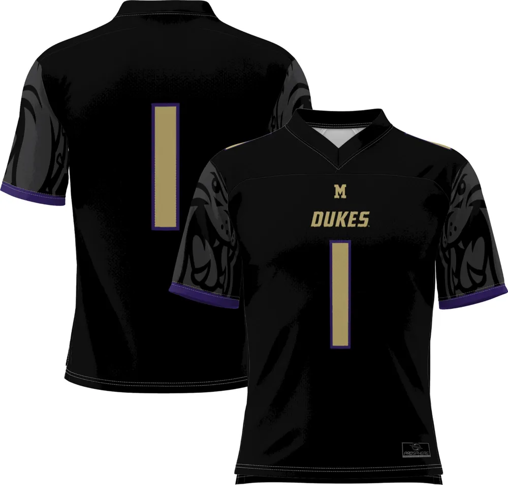 Prosphere Men's James Madison Dukes Black Full-Sublimated Alternate Football Jersey