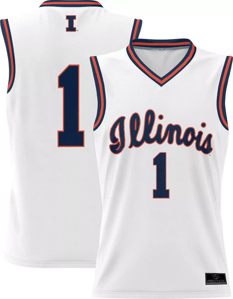 Prosphere Men's Illinois Fighting Illini #1 White Full Sublimated Home Basketball Jersey