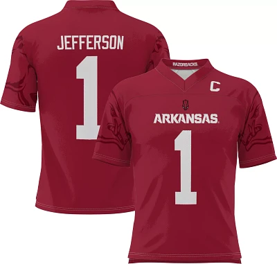 Prosphere Men's Arkansas Razorbacks #1 Cardinal KJ Jefferson Full-Sublimated Football Jersey