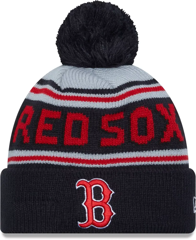 New Era Adult Boston Red Sox Navy Wordmark Pom Knit Hat