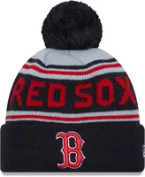 New Era Adult Boston Red Sox Navy Wordmark Pom Knit Hat