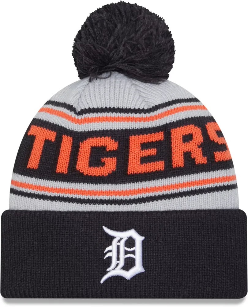 New Era Adult Detroit Tigers Navy Word Pom Knit Hat