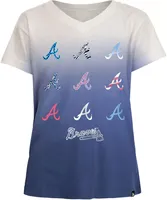 New Era Girl's Atlanta Braves Navy Dipdye V-Neck T-Shirt