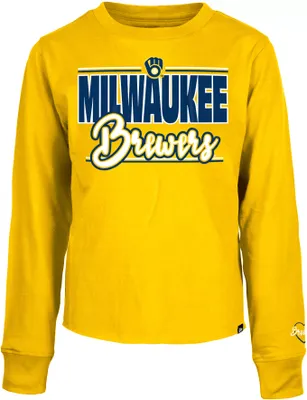 New Era Girl's Milwaukee Brewers Yellow Long Sleeve T-Shirt