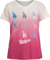 New Era Girl's Los Angeles Dodgers Pink Dipdye V-Neck T-Shirt