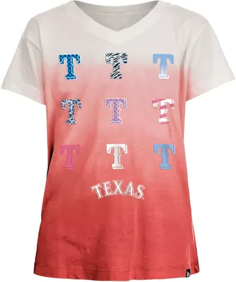 New Era Girls Texas Rangers Red Dipdye V-Neck T-Shirt