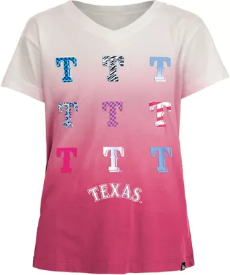 New Era Girl's Texas Rangers Pink Dipdye V-Neck T-Shirt